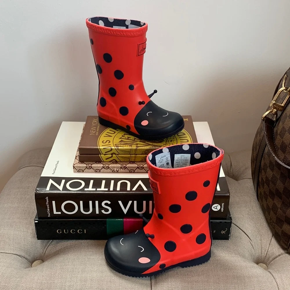 ❗️PRICE FIRM! Joules Roll Up Flexible Printed Rain Boots Red Lady Bug US Kids 9